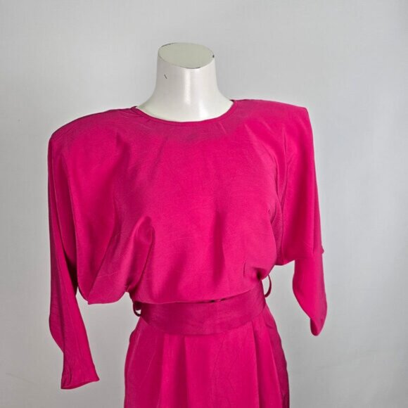 Vintage Joseph Ribkoff Pink Belted Bow Detail Dress Size 7 - Picture 2 of 5